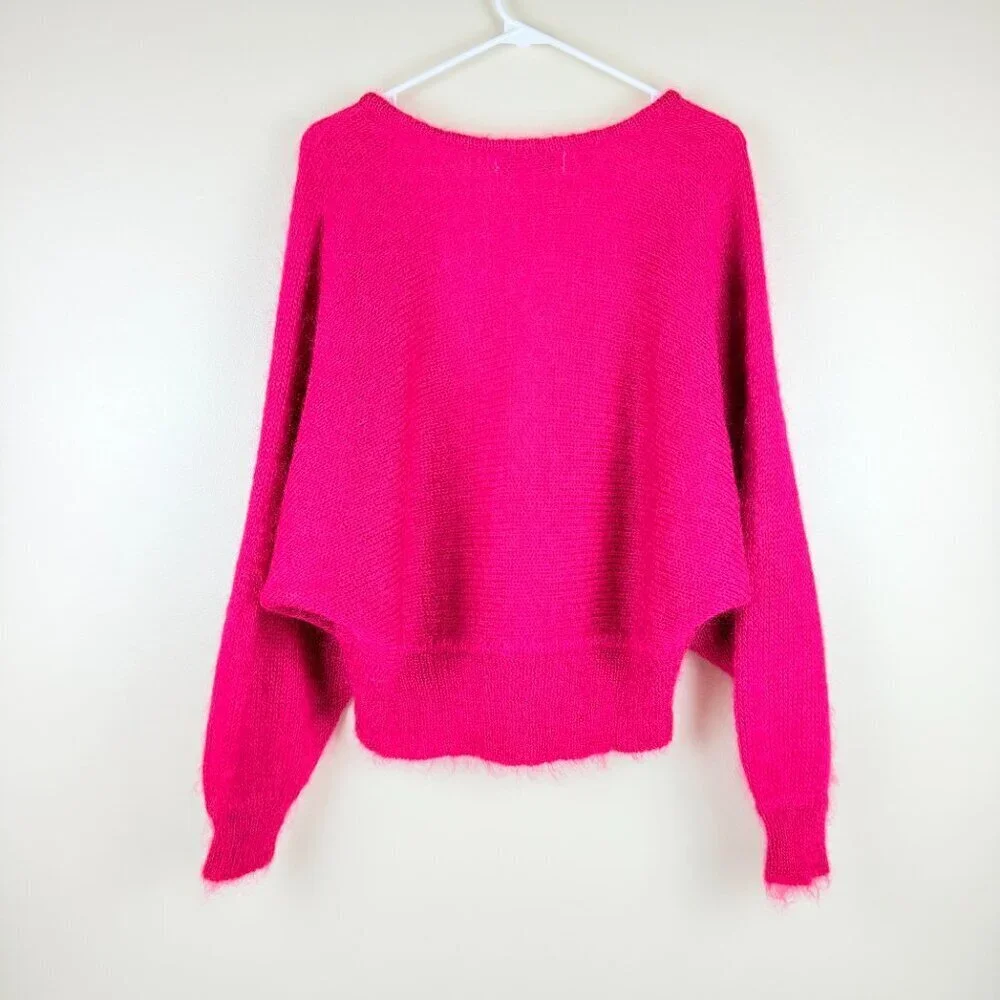NWOT Jones New York Mohair Blend Fuzzy Knit Sweater Size L Dolman Batwing Sleeve